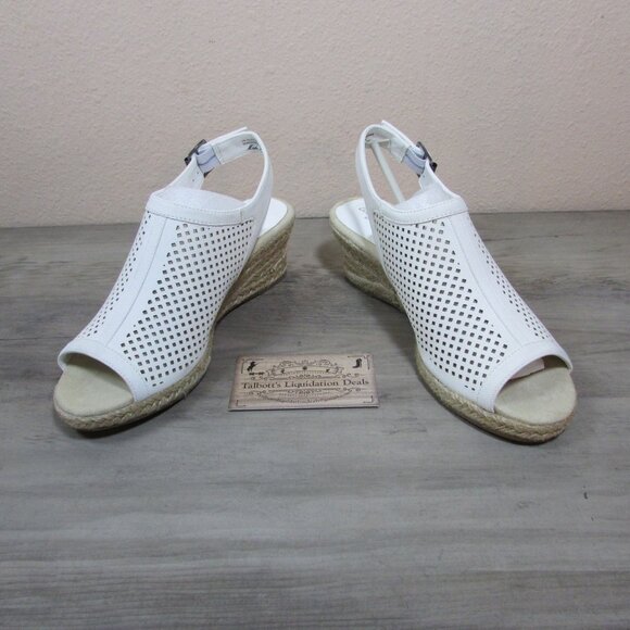 Easy Street Women's 5 Stacy Wedge Espadrille Sandal White - Picture 2 of 5